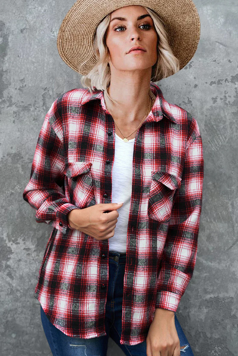 Damen Karo-Hemdjacke Aus Weichem Flanell mit Praktischen Taschen Heidi-Mode - Image 11