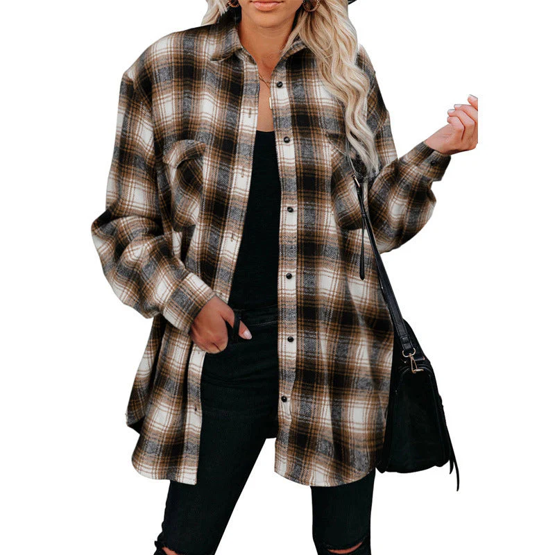 Damen Karo-Hemdjacke Aus Weichem Flanell mit Praktischen Taschen Heidi-Mode - Image 3