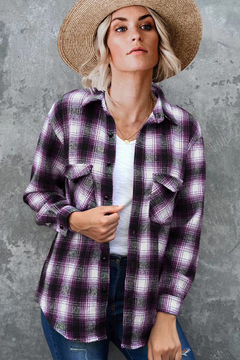 Damen Karo-Hemdjacke Aus Weichem Flanell mit Praktischen Taschen Heidi-Mode - Image 9