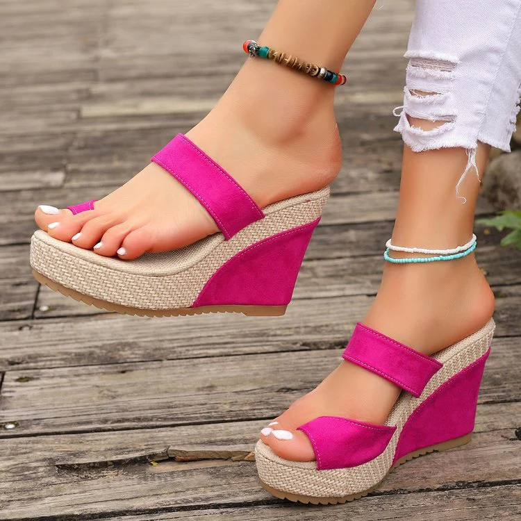 Damen Keil-Sandalen mit Breiten Riemen und Komfortablem Fußbett Heidi-Mode