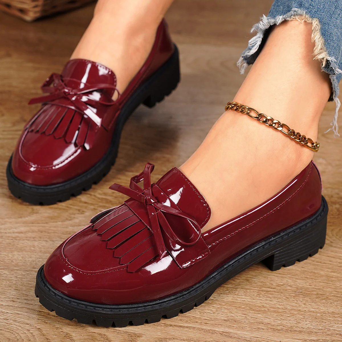 Damen Klassische Loafers mit elegantem Lackfinish und modischem Schleifen-Detail Heidi Mode - Image 8