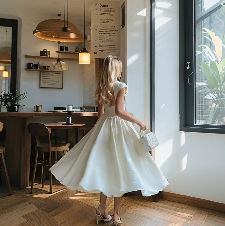 Damen Klassisches A-Linien Kleid mit modernen Details und Taillenbetonung Heidi-Mode