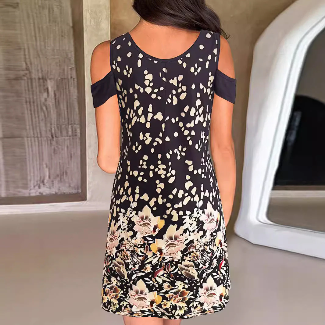 Damen Kleid mit Angesagten Schulterauschnitten und Elegantem Floralem Druck Heidi-Mode - Image 2