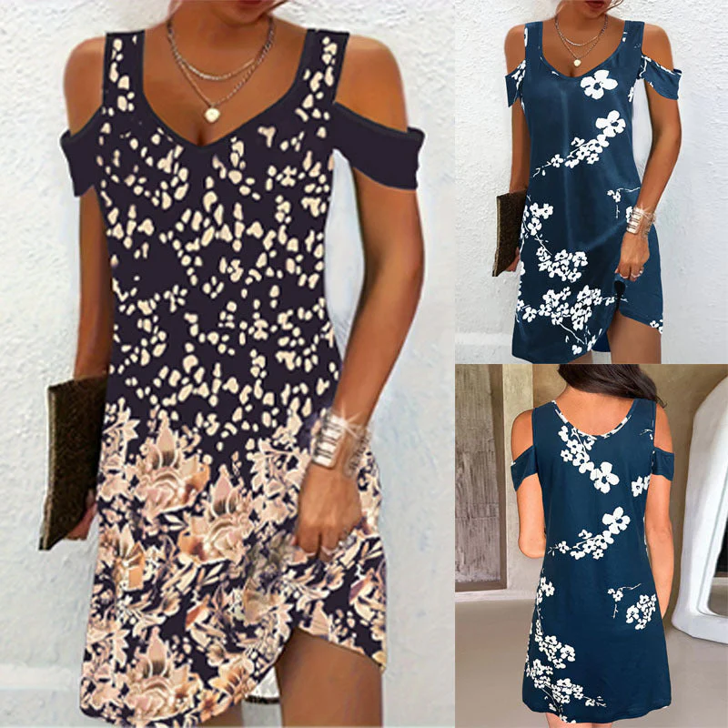 Damen Kleid mit Angesagten Schulterauschnitten und Elegantem Floralem Druck Heidi-Mode - Image 5