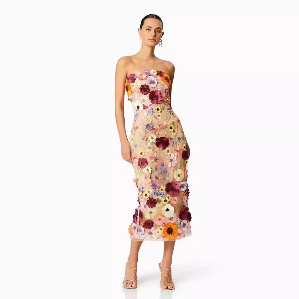 Damen Kleid mit Floralem Stickdesign und Elegantem Körpernahen Schnitt Heidi-Mode - Image 4