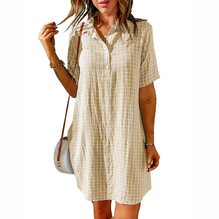 Damen Knielanges Hemdkleid mit Knopfleiste und modischem Karomuster Heidi-Mode - Image 9
