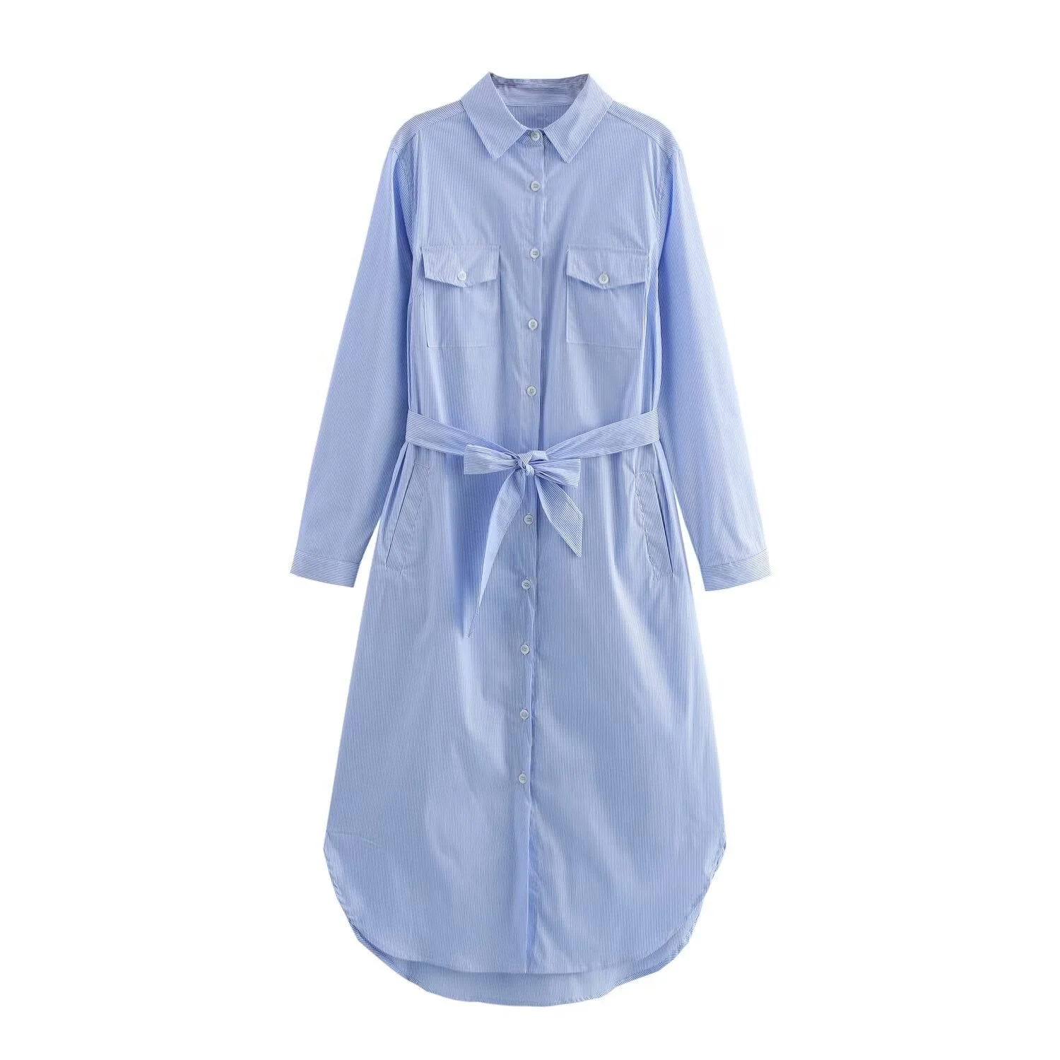Damen Hemdblusenkleid mit Verstellbarem Gürtel Heidi-Mode - Image 6