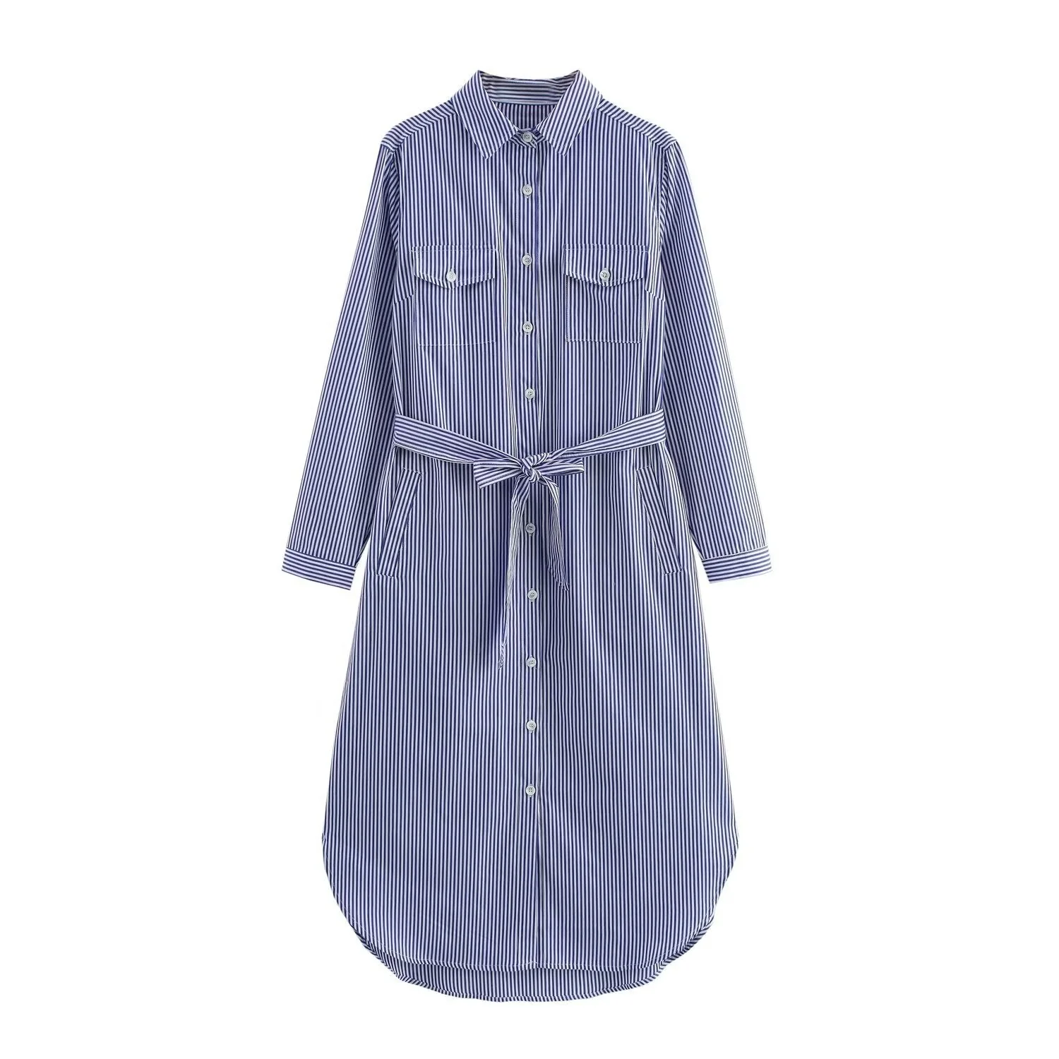 Damen Hemdblusenkleid mit Verstellbarem Gürtel Heidi-Mode - Image 7