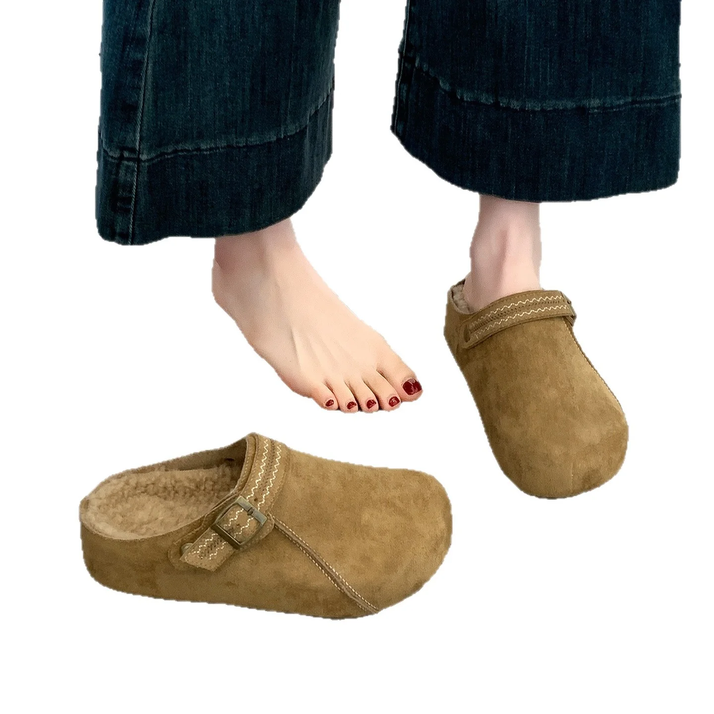 Damen Komfort Clogs mit warmem Innenfutter und modischer Schnalle Heidi Mode - Image 5
