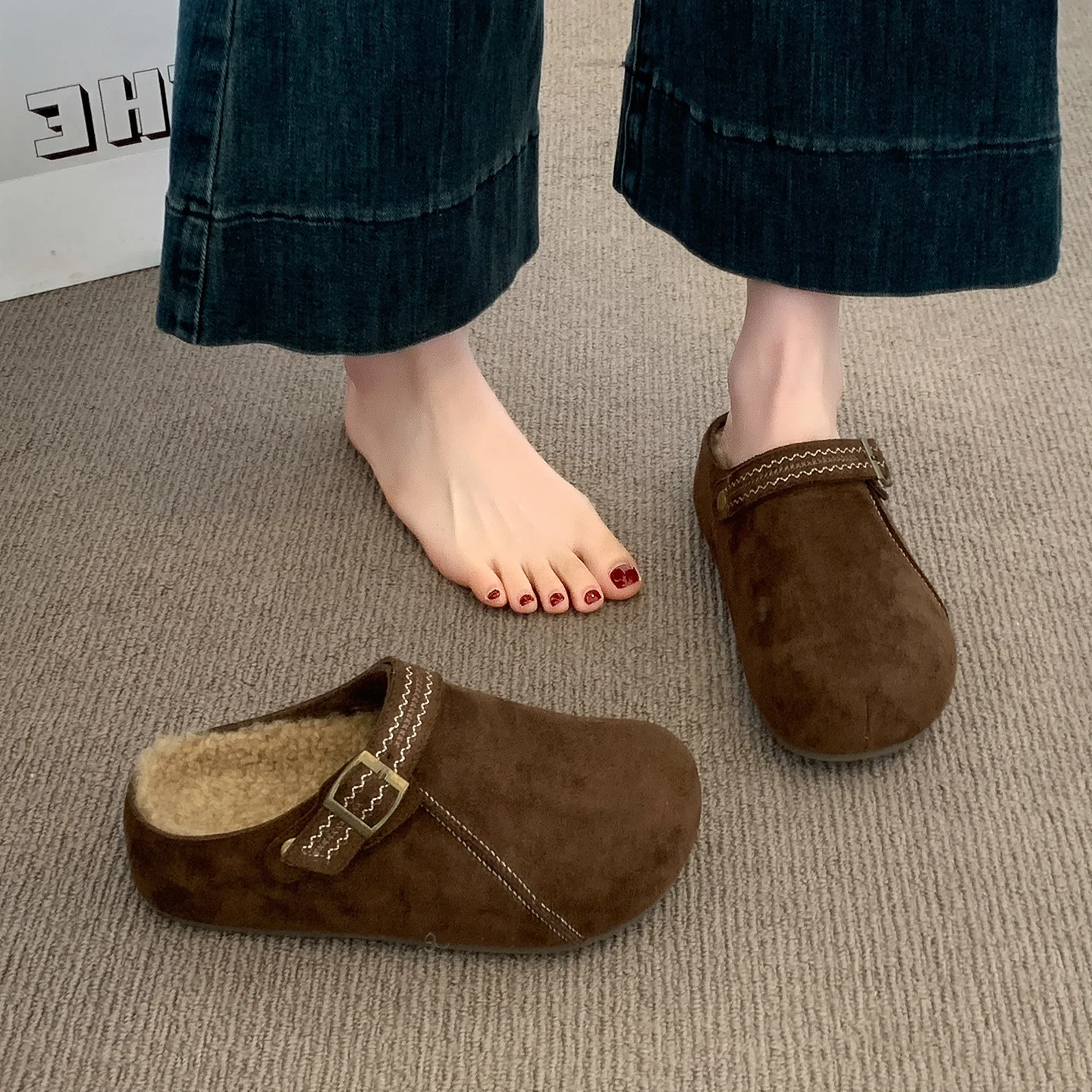 Damen Komfort Clogs mit warmem Innenfutter und modischer Schnalle Heidi Mode - Image 6