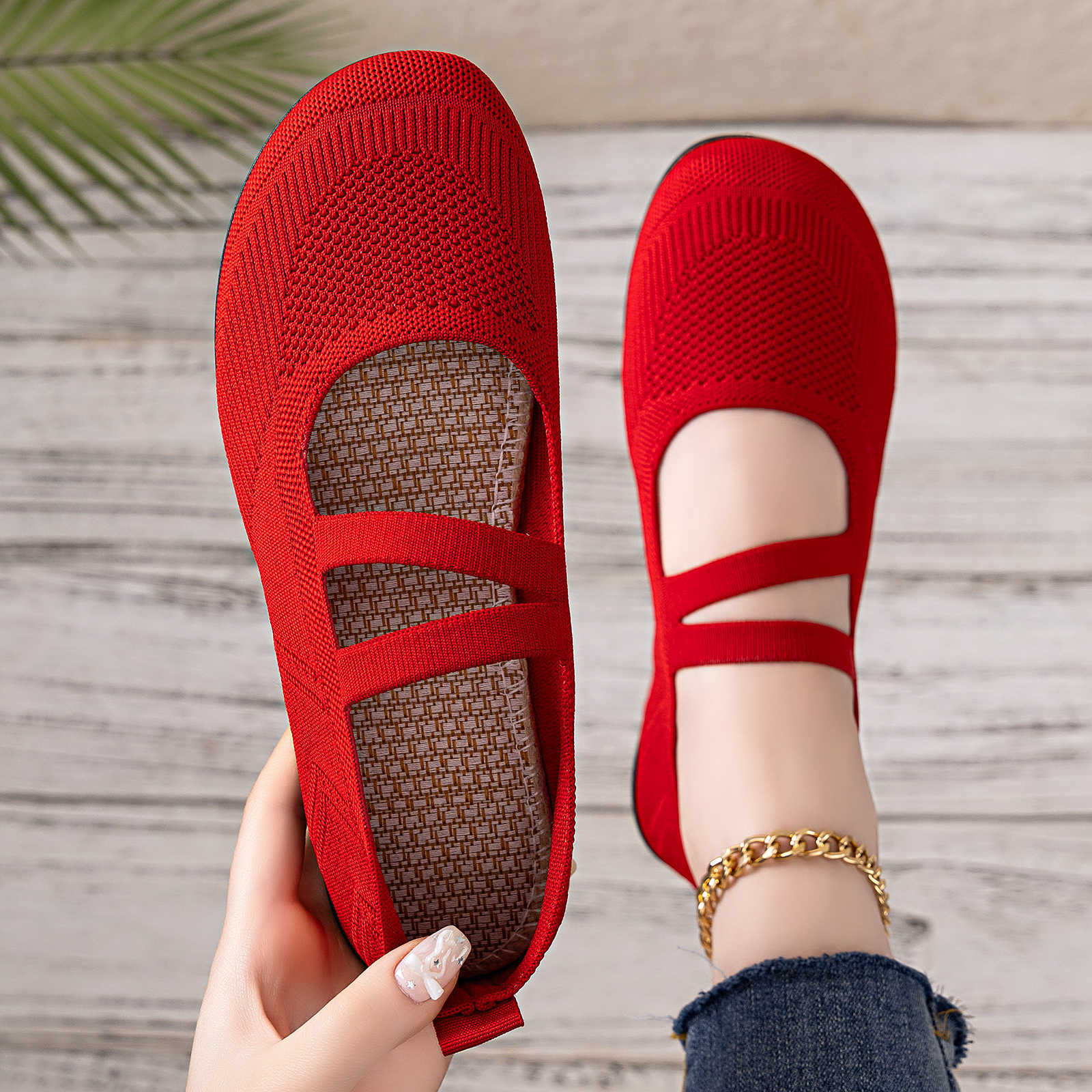 Damen Komfortable Ballerinas mit elastischen Riemen Heidi Mode - Image 4