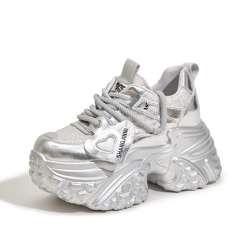 Damen Komfortable Chunky Sneakers mit modischen Glitzerdetails Heidi Mode - Image 5