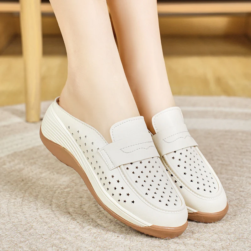 Damen Komfortable Clogs mit atmungsaktiver Lederoberfläche Heidi Mode - Image 2