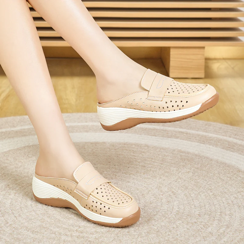 Damen Komfortable Clogs mit atmungsaktiver Lederoberfläche Heidi Mode - Image 3