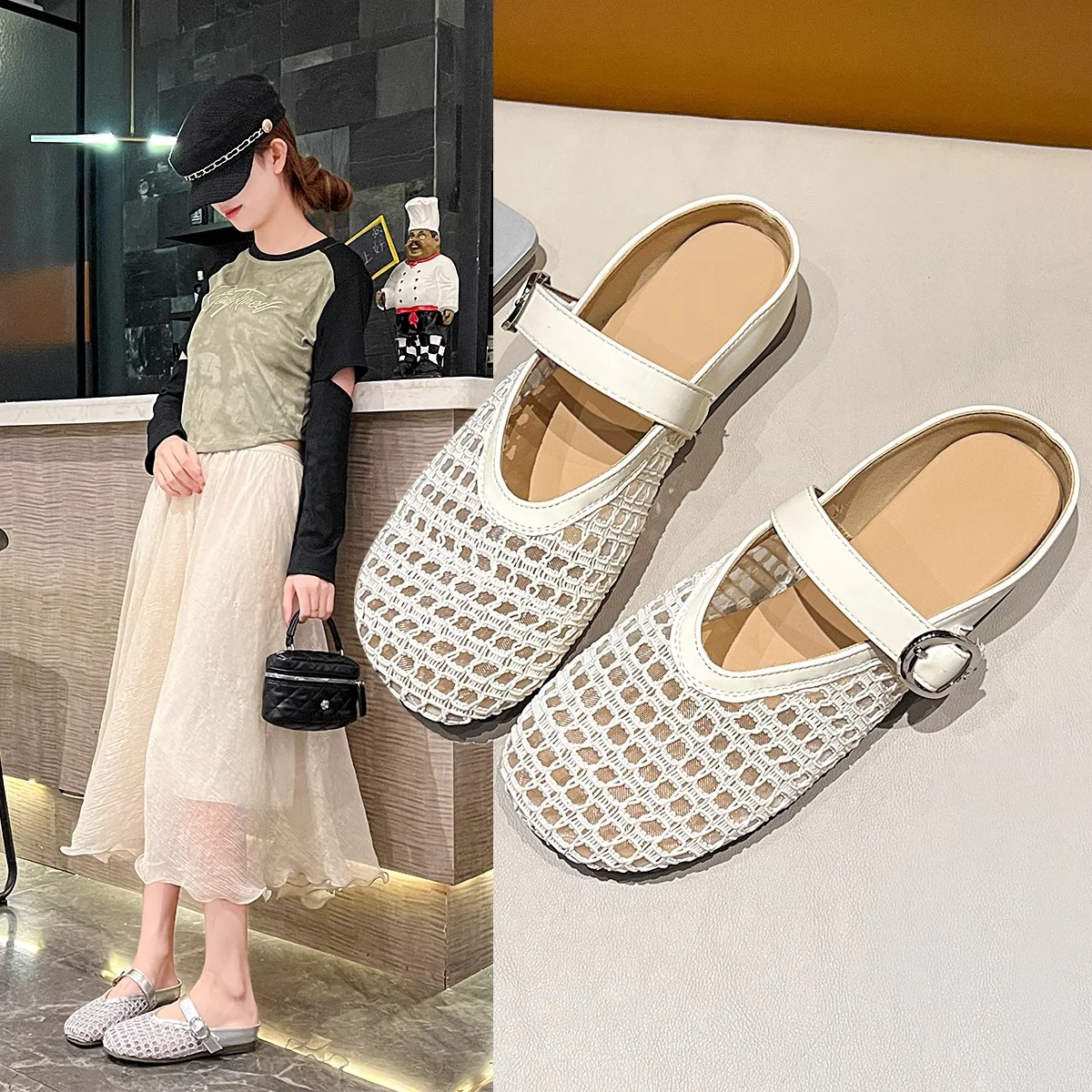 Damen Komfortable Clogs mit elegantem Riemen und luftigen Netzdesign Heidi Mode - Image 4