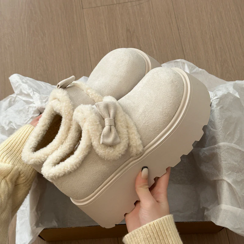 Damen komfortable Clogs mit flauschigem Innenfutter und dekorativer Schleife Heidi Mode - Image 3