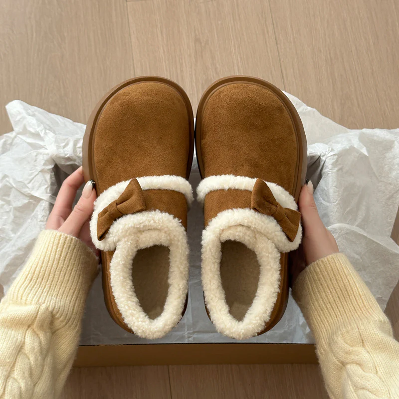 Damen komfortable Clogs mit flauschigem Innenfutter und dekorativer Schleife Heidi Mode - Image 4
