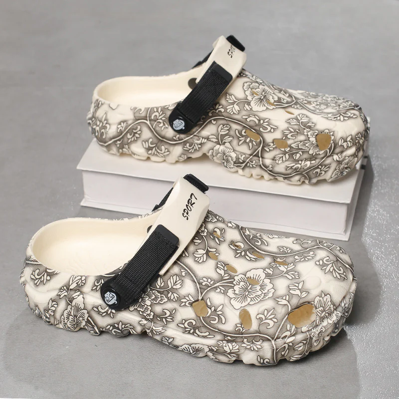 Damen Komfortable Clogs mit verstellbarem Riemen und floralem Design Heidi Mode - Image 7