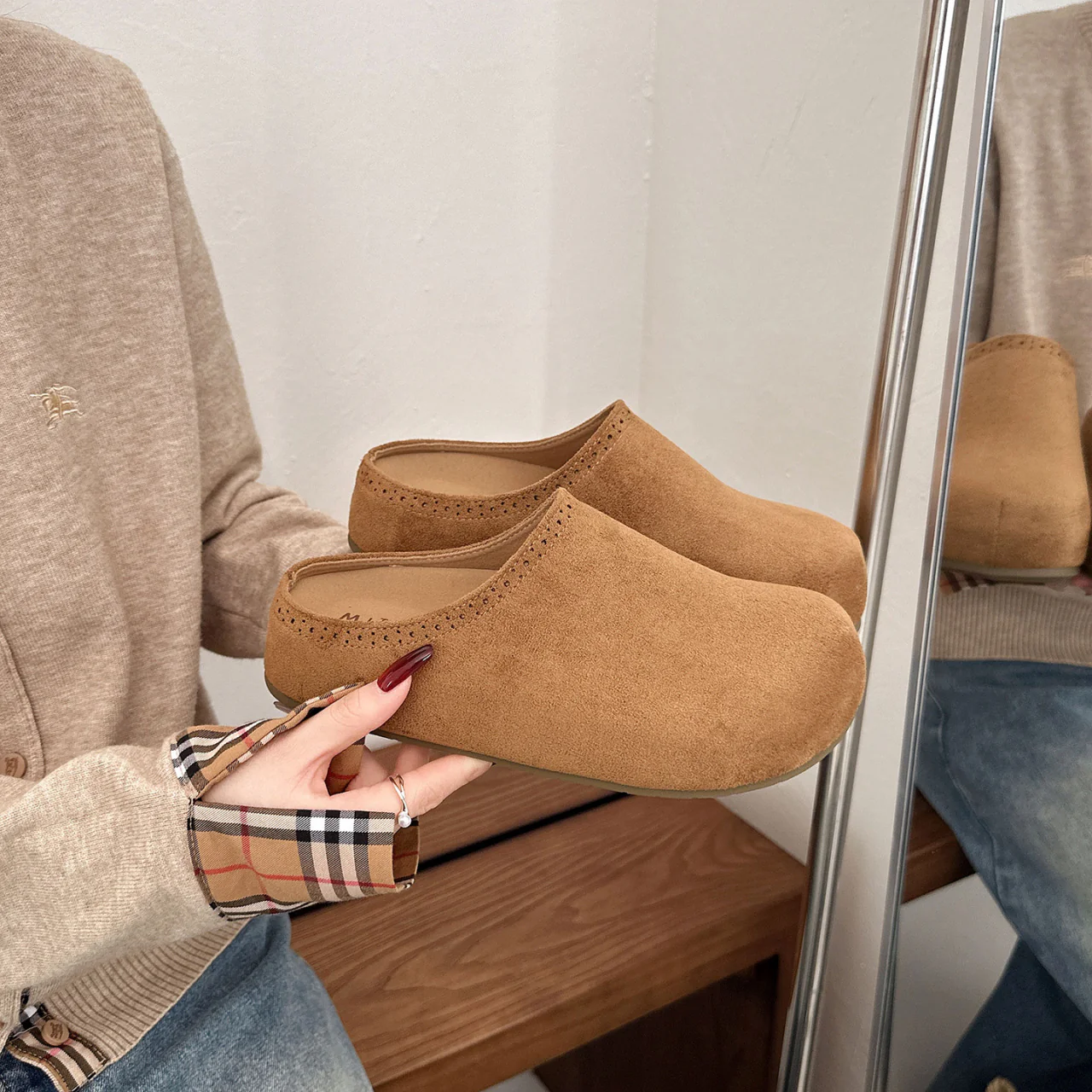 Damen Komfortable Filzclogs mit exquisitem Innenfutter Heidi Mode