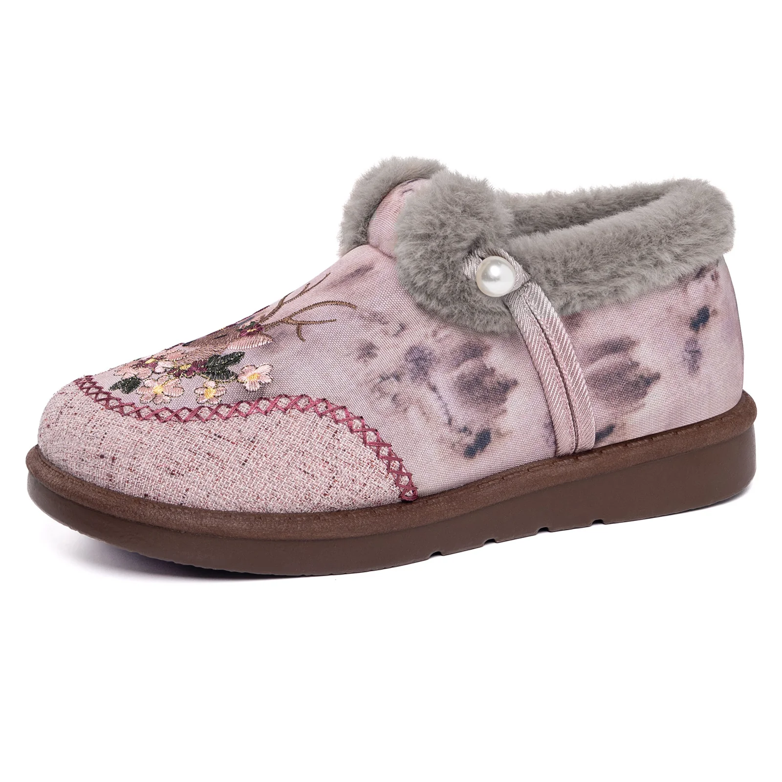 Damen Komfortable Hüttenschuhe mit kuscheligem Innenfutter und dekorativen Stickereien Heidi Mode - Image 4