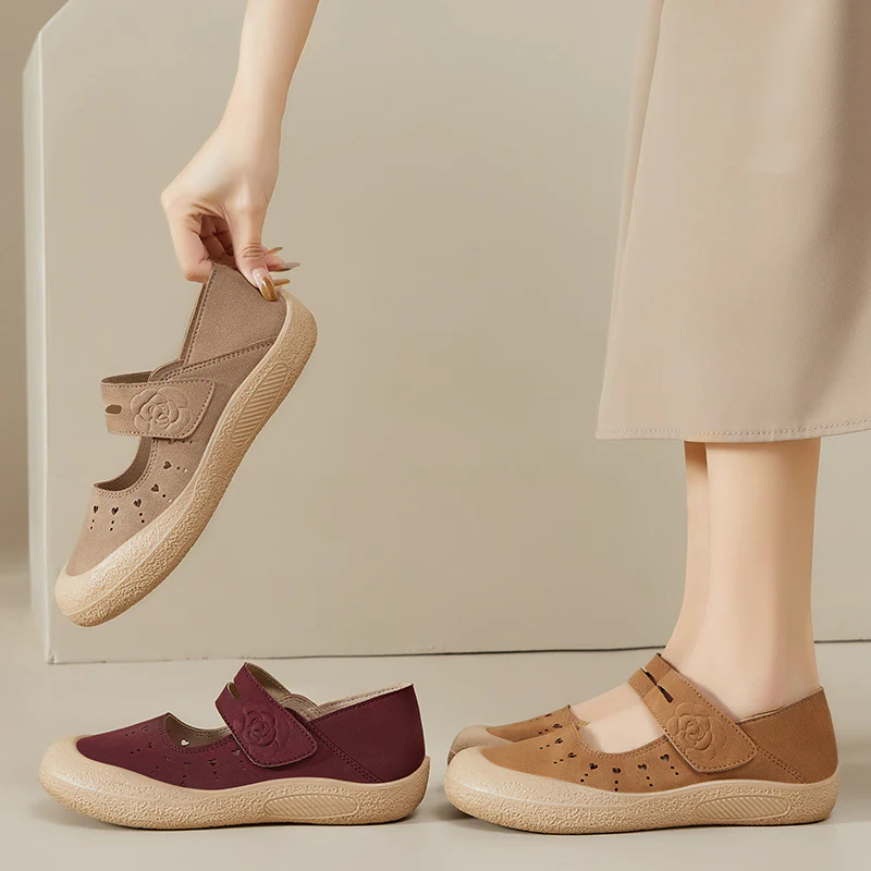 Damen Komfortable Klettschuhe mit Blütenverzierung Heidi Mode - Image 4