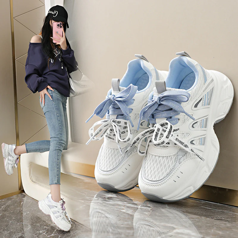 Damen Komfortable Lauf-Sneaker mit atmungsaktiver Netz-Oberfläche und dämpfender Sohle Heidi Mode