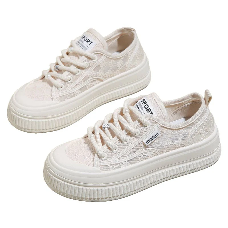 Damen komfortable Plateau-Sneaker mit filigraner Spitzenoberfläche Heidi Mode - Image 5