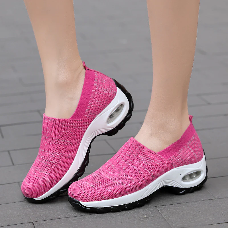 Damen Komfortable Slip-On Freizeitschuhe mit atmungsaktiver Strickoberfläche Heidi Mode