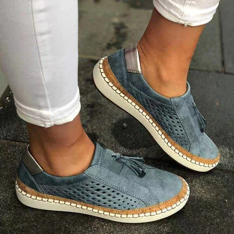 Damen Komfortable Slip-On Sneakers mit atmungsaktivem Obermaterial und dekorativen Fransen Heidi-Mode - Image 5