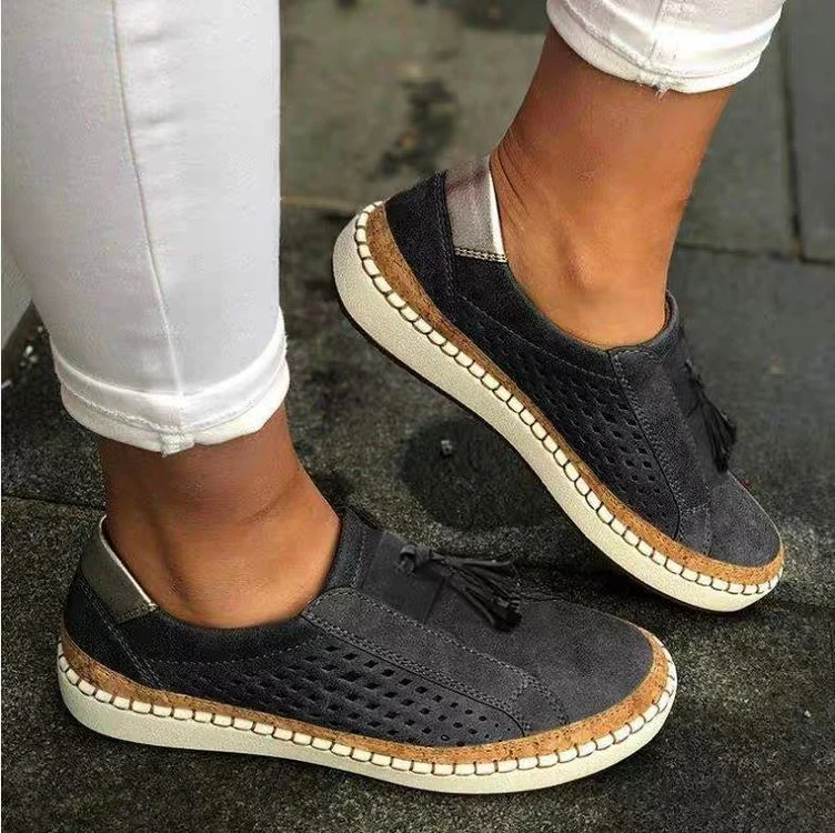 Damen Komfortable Slip-On Sneakers mit atmungsaktivem Obermaterial und dekorativen Fransen Heidi-Mode - Image 7