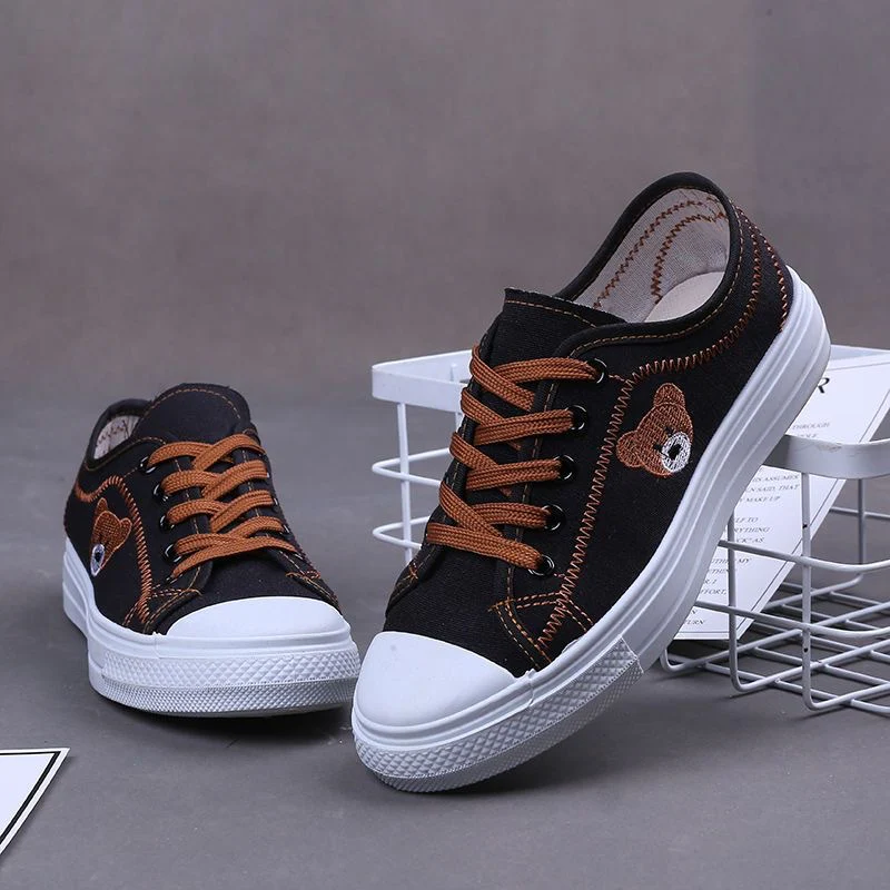 Damen Komfortable Sneaker mit Schadstofffreier Baumwolle und Verspieltem Bärenmotiv Heidi Mode - Image 2