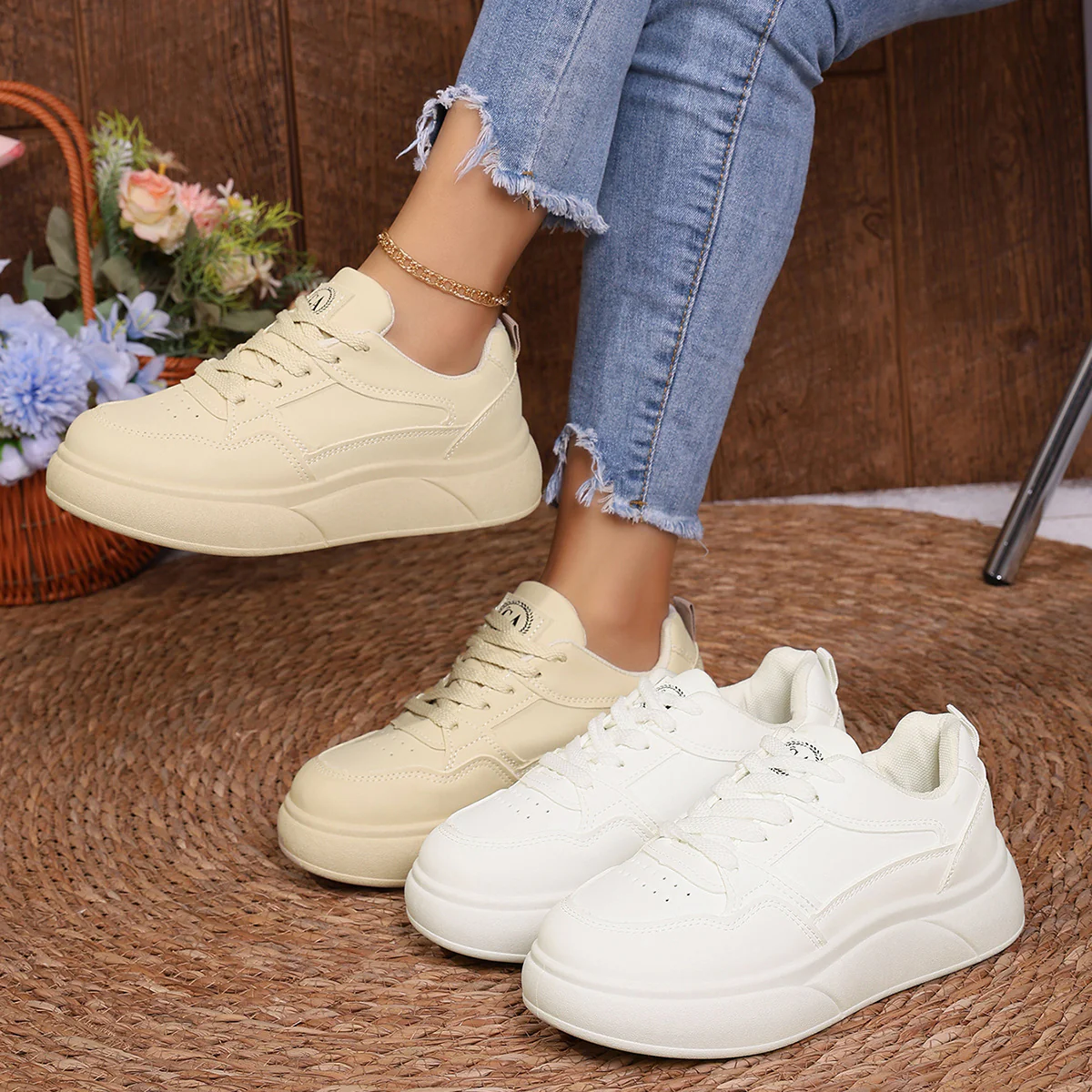 Damen Komfortable Sneakers mit dicker Laufsohle und modischem Design Heidi Mode - Image 3