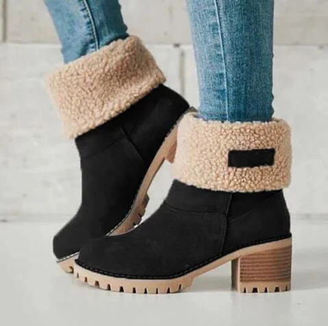 Damen Komfortable Stiefeletten mit kuscheligem Kunstfellrand und moderner Sohle Heidi Mode