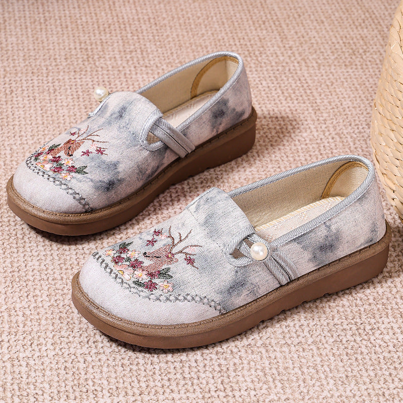 Damen Komfortable Stoff-Pantoletten mit floraler Stickerei und elastischem Riemen Heidi Mode - Image 3