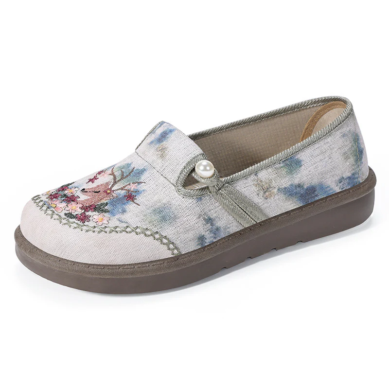 Damen Komfortable Stoff-Pantoletten mit floraler Stickerei und elastischem Riemen Heidi Mode - Image 4
