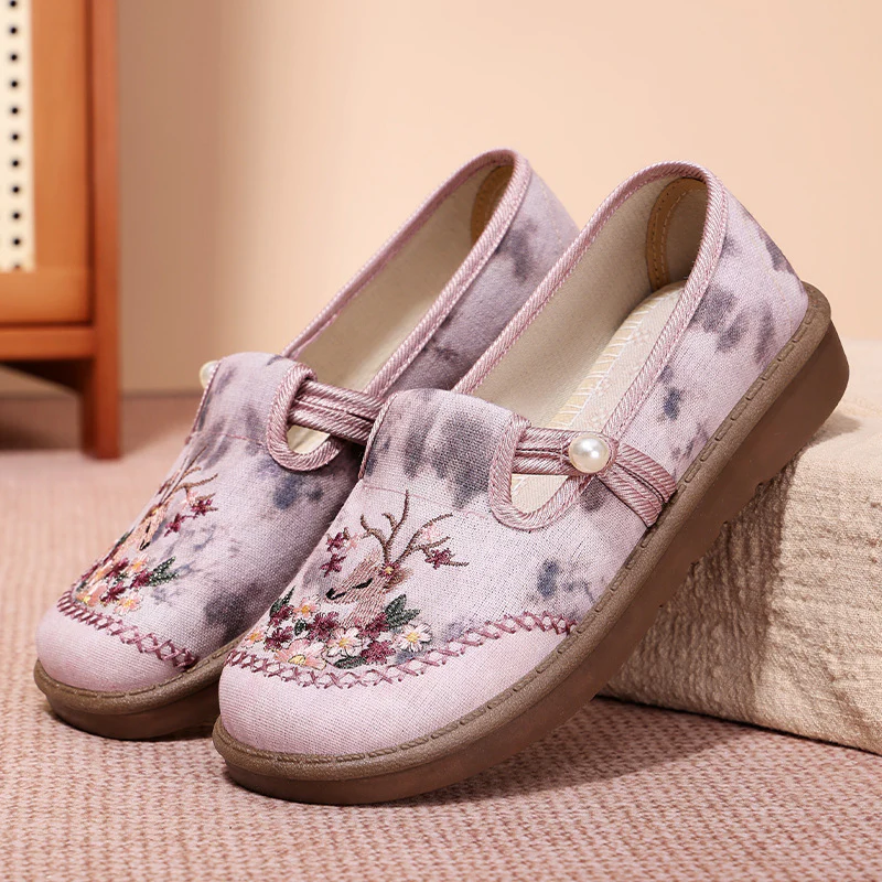 Damen Komfortable Stoff-Pantoletten mit floraler Stickerei und elastischem Riemen Heidi Mode - Image 6