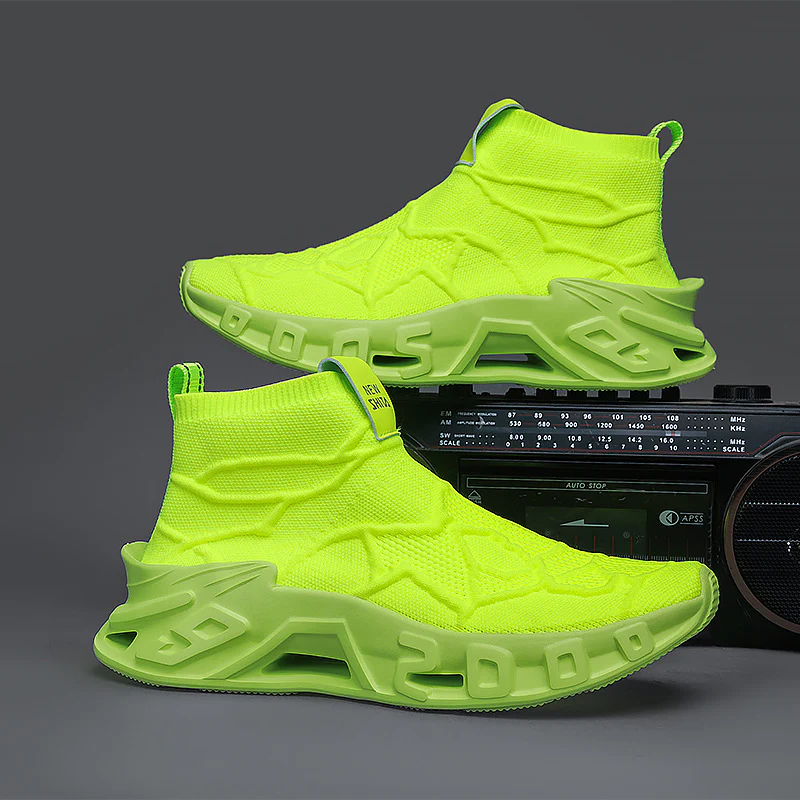 Damen Komfortable Strick-Sneaker mit hohem Schaft und flexiblem Design Heidi Mode
