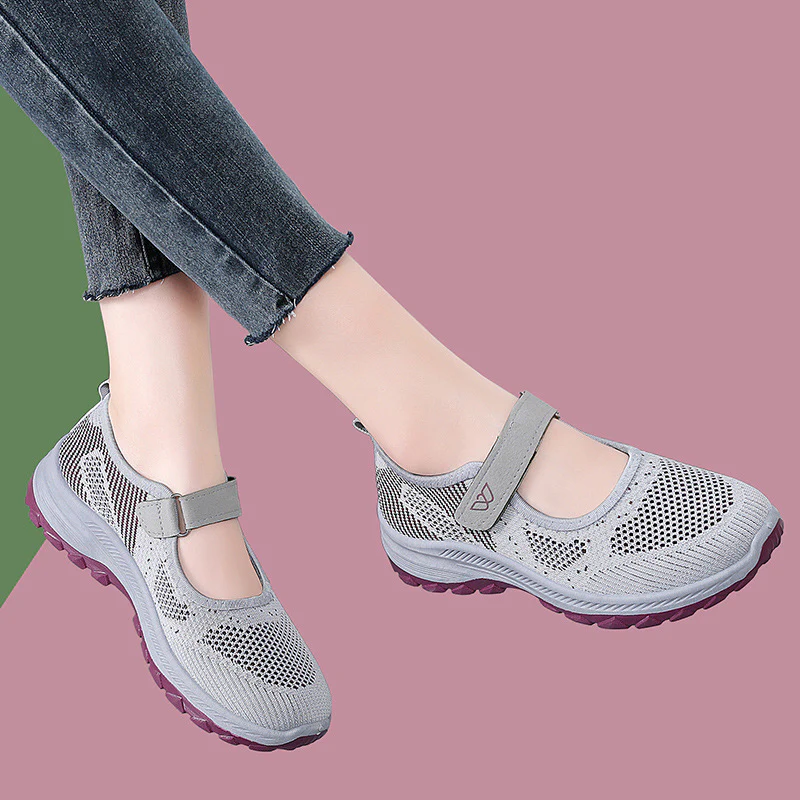 Damen Komfortable und atmungsaktive Sportschuhe mit Klettverschluss Heidi Mode