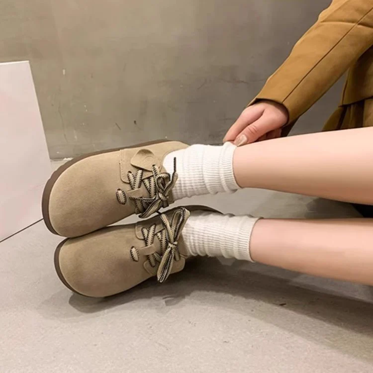 Damen Komfortable Veloursleder-Sneaker mit modischem Schnürdesign Heidi Mode - Image 3