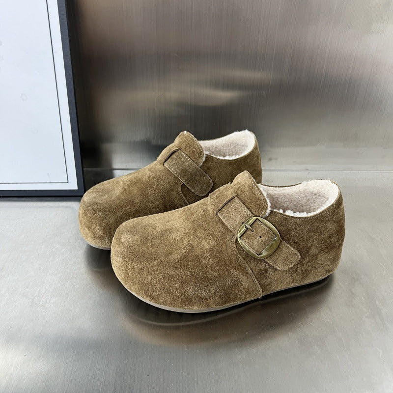 Damen Komfortable Wildleder-Clogs mit luxuriösem Fleece-Innenfutter und modischer Schnallenverzierung Heidi Mode - Image 2