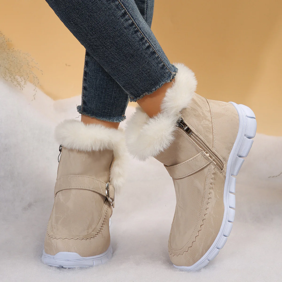 Damen Komfortable Winterstiefel mit modischer Kunstfellverzierung Heidi Mode - Image 9