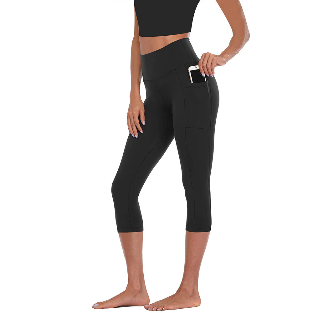 Damen Kompressions-Leggings mit Bauchkontrolle und Seitlichen Taschen Heidi-Mode - Image 3