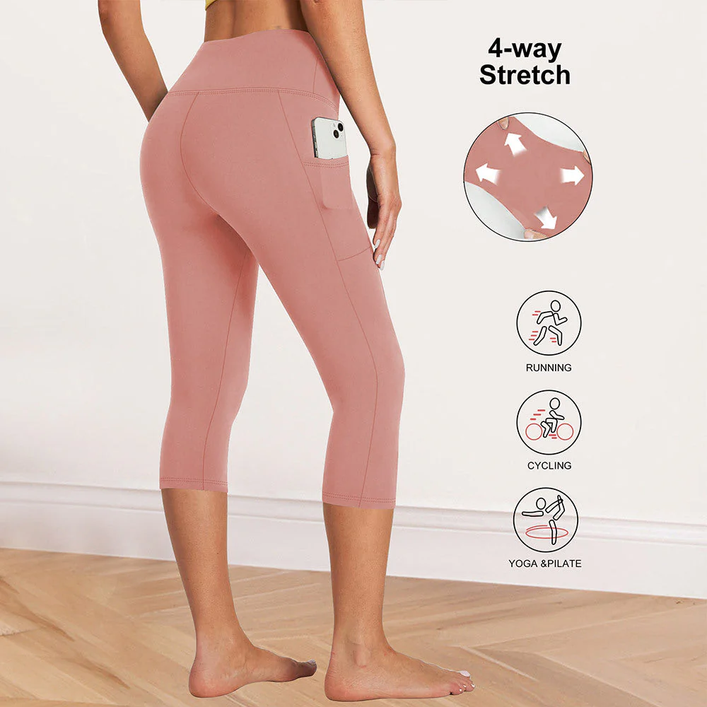 Damen Kompressions-Leggings mit Bauchkontrolle und Seitlichen Taschen Heidi-Mode - Image 9