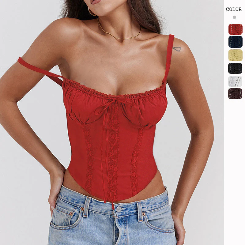 Damen Korsettoberteil mit Verstellbaren Trägern und Raffinierten Details Heidi-Mode