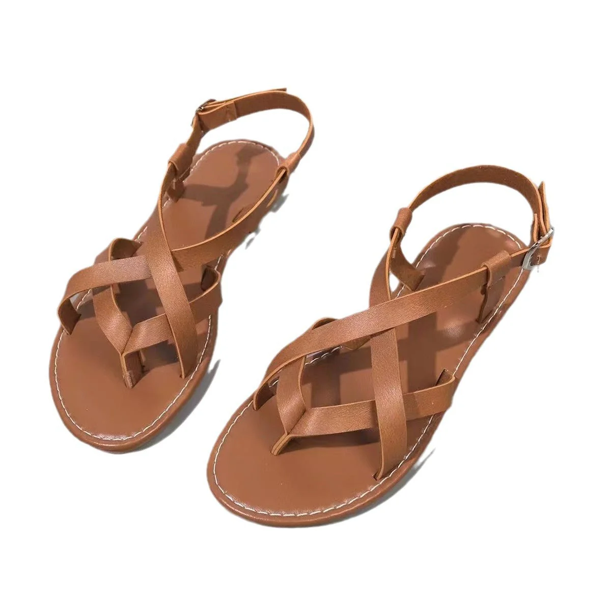 Damen Cross-Strap Flache Sandalen mit Verstellbarem Knöchelverschluss Heidi-Mode - Image 5