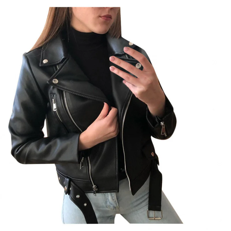 Damen Kunstleder Bikerjacke mit Zierelementen - Image 2