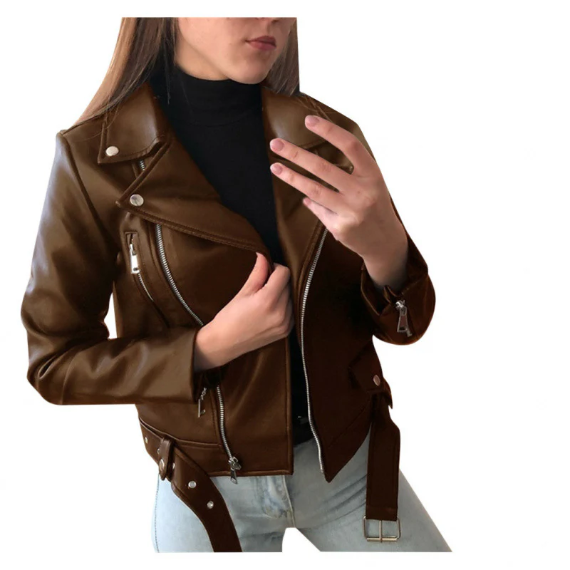 Damen Kunstleder Bikerjacke mit Zierelementen - Image 4