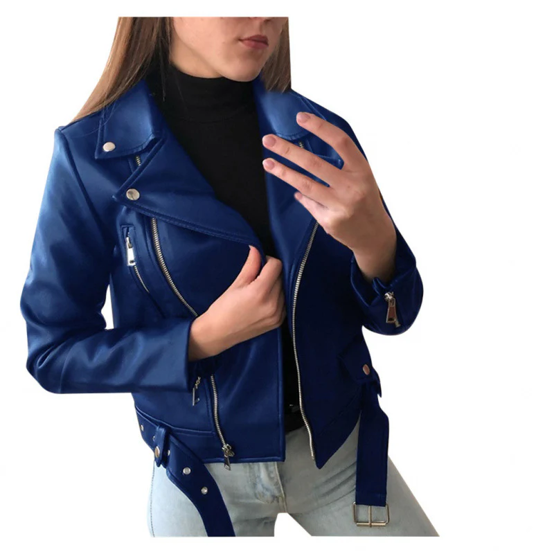 Damen Kunstleder Bikerjacke mit Zierelementen - Image 5