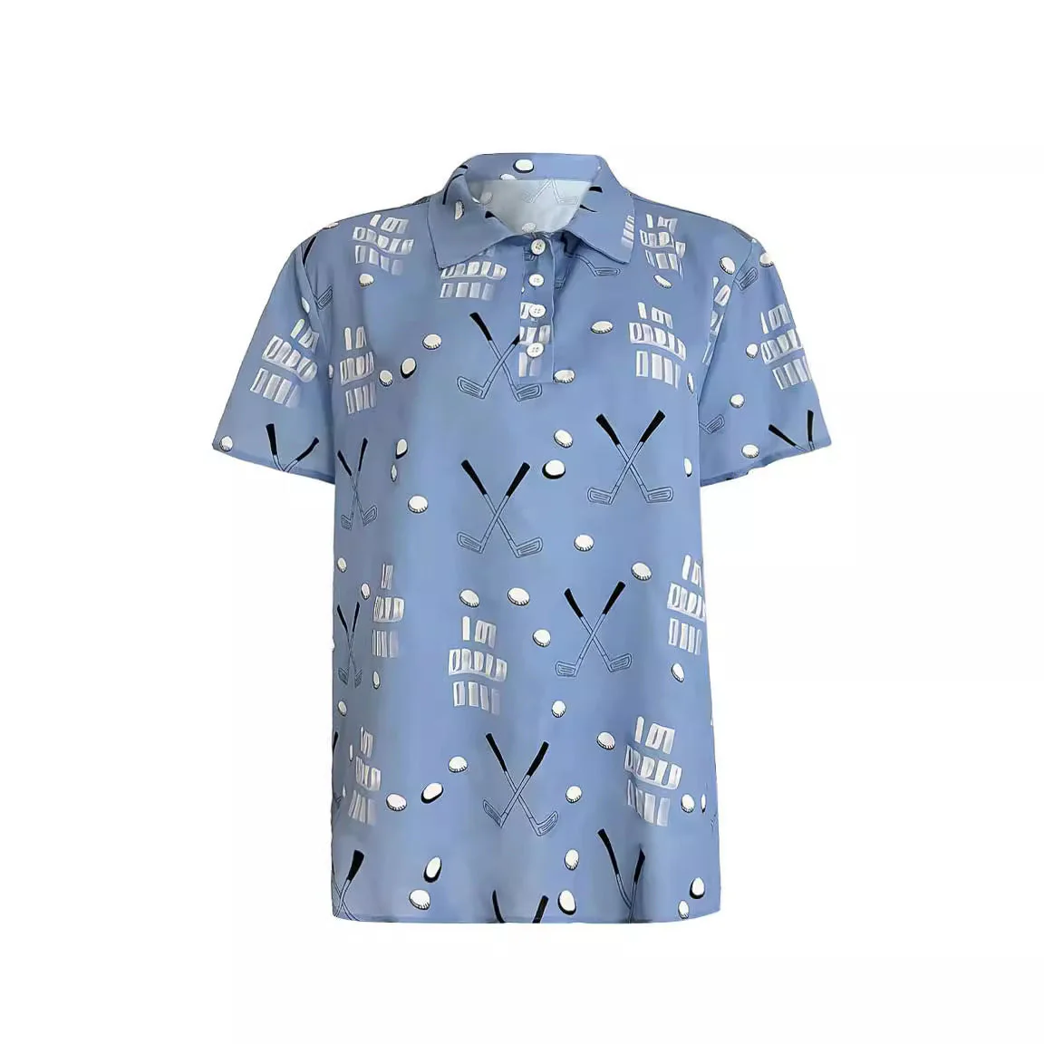 Damen Kurzarm-Hemd mit Modischem Golf-Print und Komfortablem Schnitt Heidi-Mode - Image 5