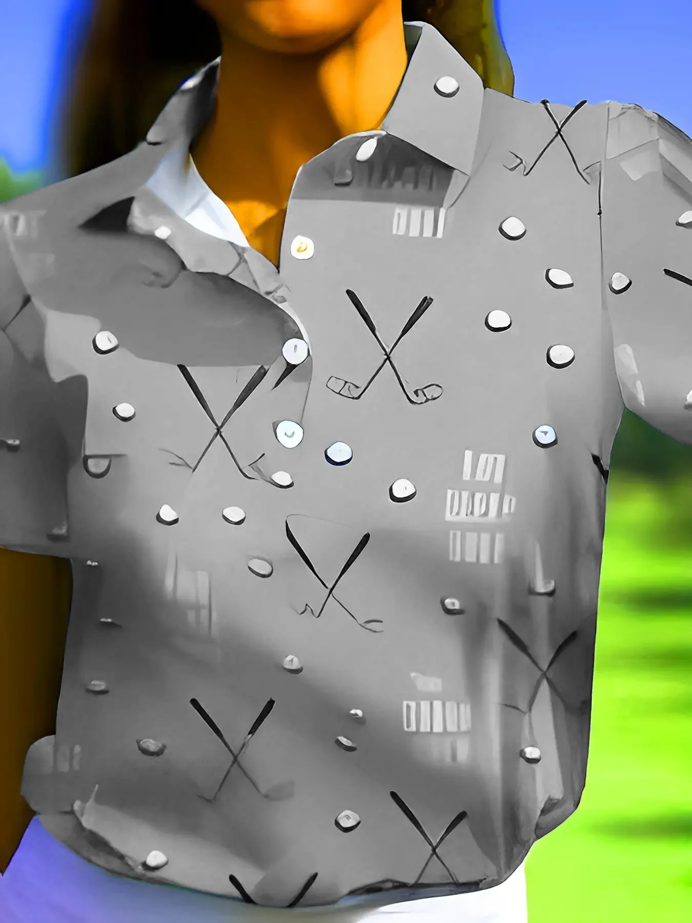 Damen Kurzarm-Hemd mit Modischem Golf-Print und Komfortablem Schnitt Heidi-Mode - Image 6